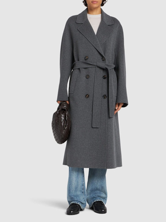 'S Max Mara: Paul wool double breasted long coat - Heather Grey - women_1 | Luisa Via Roma
