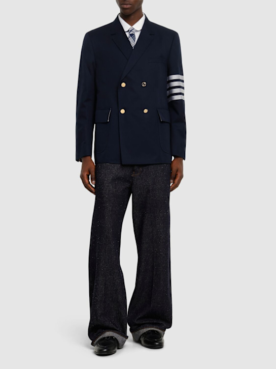 Thom Browne: Unstructured double breast blazer - men_1 | Luisa Via Roma