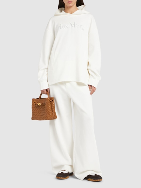 'S Max Mara: Visiera logo jersey hooded sweatshirt - White - women_1 | Luisa Via Roma