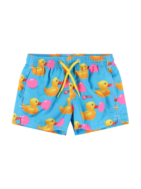 Mc2 Saint Barth: Big Babol ducky print swim shorts - Blue/Yellow - kids-boys_0 | Luisa Via Roma