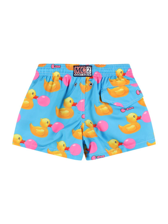 Mc2 Saint Barth: Big Babol ducky print swim shorts - Blue/Yellow - kids-boys_1 | Luisa Via Roma