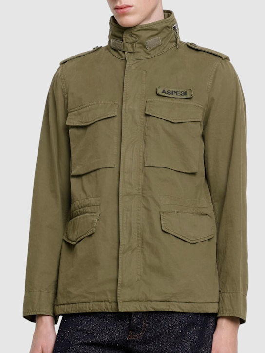 ASPESI: Unlined cotton gabardine filed jacket - Military Green - men_3 | Luisa Via Roma