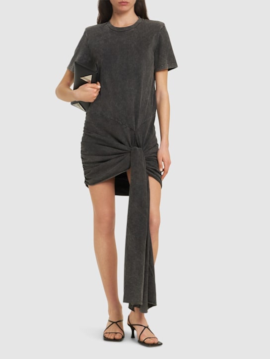 Giuseppe Di Morabito: Cotton jersey draped mini dress - Black - women_1 | Luisa Via Roma