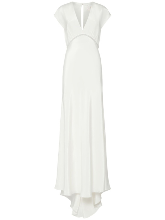 Max Mara: Burano silk crepe de chine long dress - women_0 | Luisa Via Roma