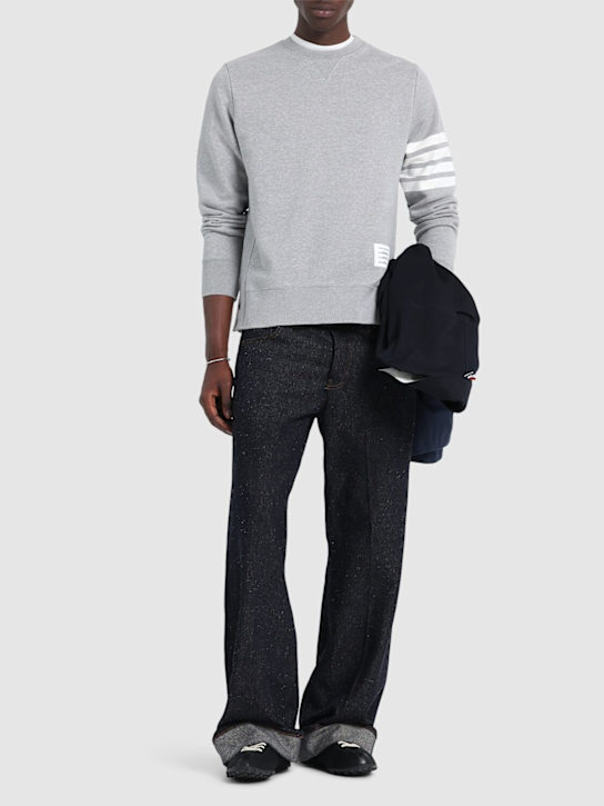 Thom Browne: Cotton jersey logo sweatshirt - Light Grey - men_1 | Luisa Via Roma