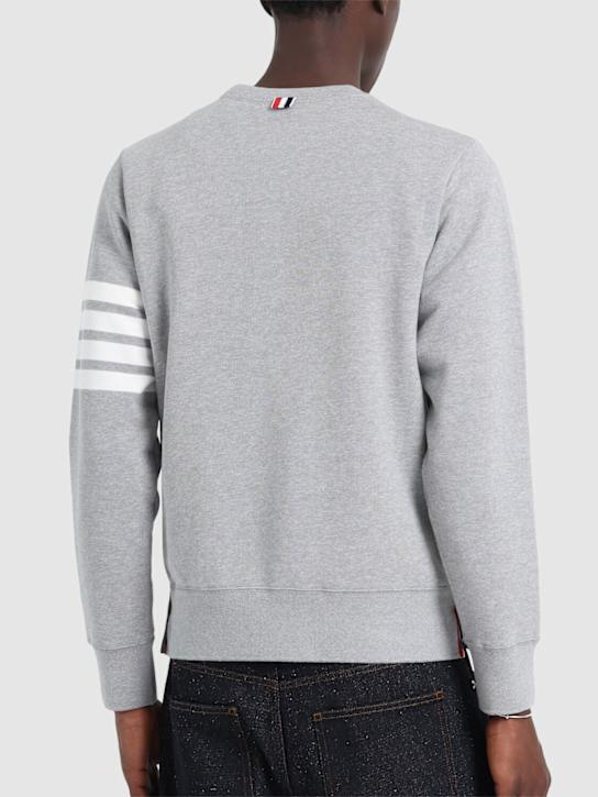 Thom Browne: Cotton jersey logo sweatshirt - Light Grey - men_2 | Luisa Via Roma