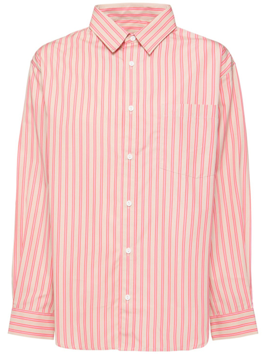 Matteau: Classic striped cotton poplin shirt - White/Pink - women_0 | Luisa Via Roma