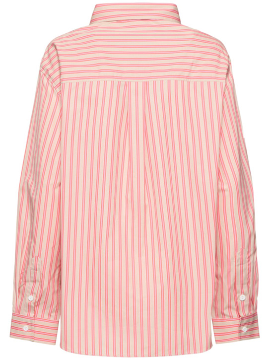 Matteau: Classic striped cotton poplin shirt - White/Pink - women_3 | Luisa Via Roma
