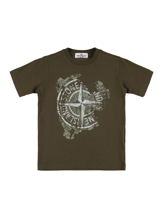 Stone Island Junior: コットンジャージーTシャツ - ミリタリーグリーン - kids-boys_0 | Luisa Via Roma