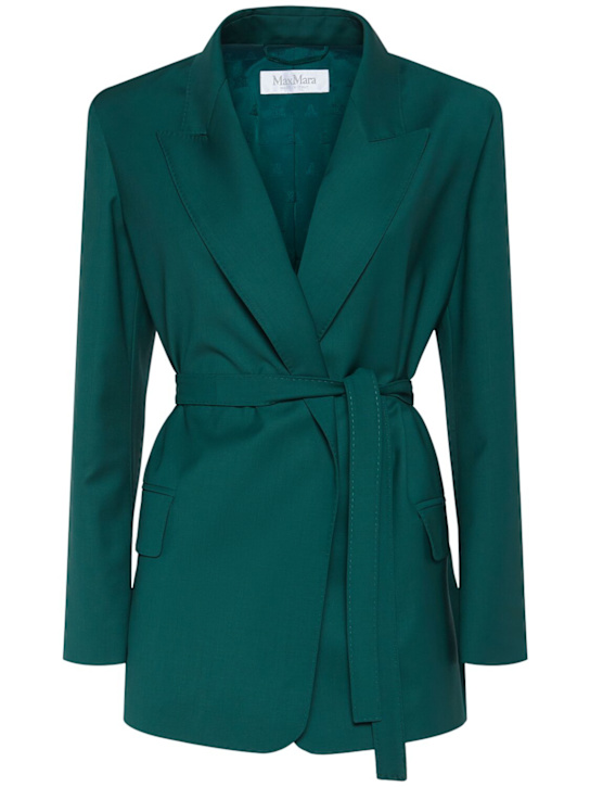 Max Mara: Talento wool blazer - Dark Green - women_0 | Luisa Via Roma