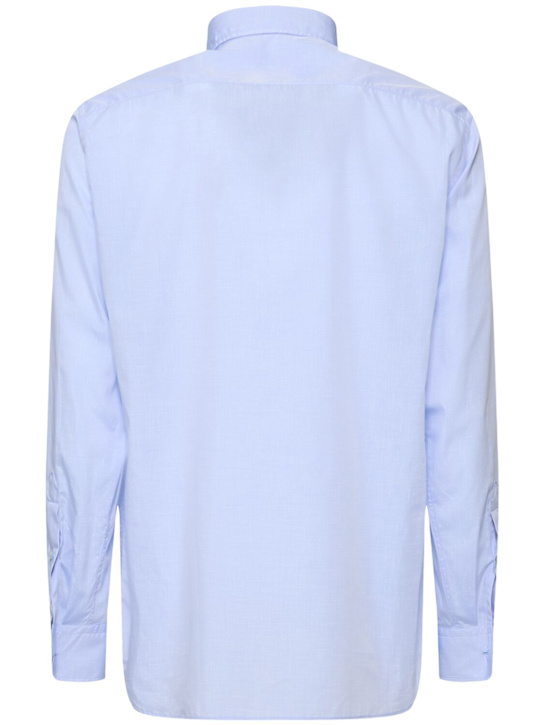 Lardini: Cotton poplin shirt - Blue - men_4 | Luisa Via Roma