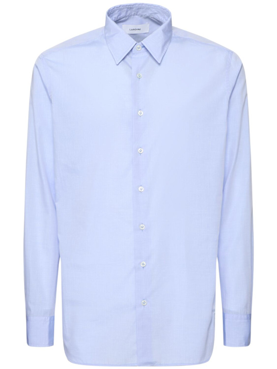 Lardini: Cotton poplin shirt - Blue - men_0 | Luisa Via Roma