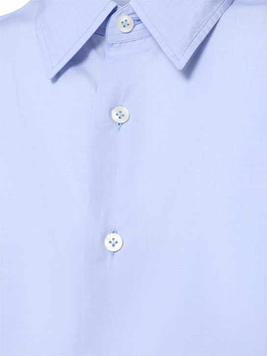 Lardini: Cotton poplin shirt - Blue - men_5 | Luisa Via Roma