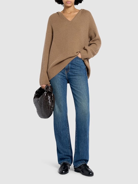 'S Max Mara: Falcone wool knit v neck sweater - Camel - women_1 | Luisa Via Roma