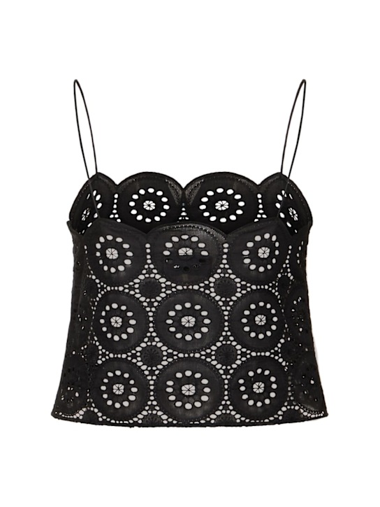 Matteau: Broderie anglasie crop camisole top - Black - women_3 | Luisa Via Roma