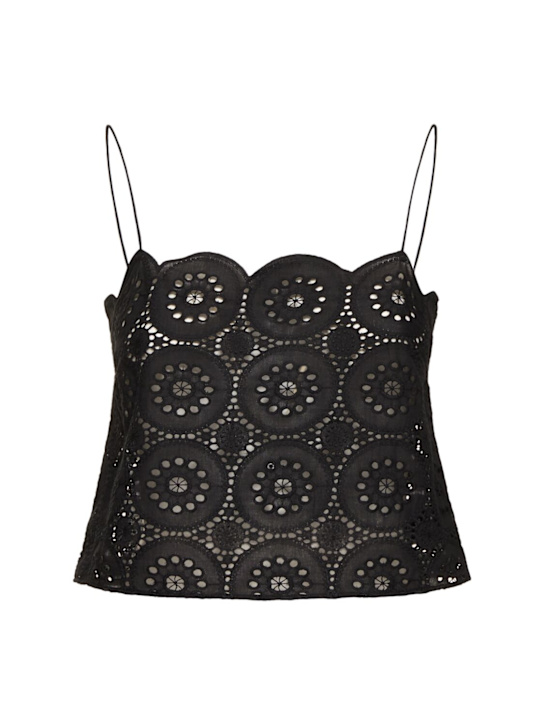 Matteau: Broderie anglasie crop camisole top - Black - women_0 | Luisa Via Roma