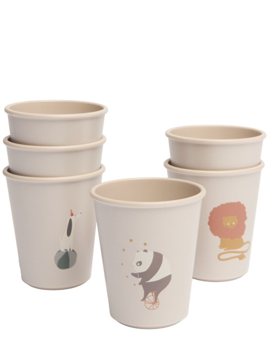 Liewood: Set of 6 Circus printed silicone cups - Multicolor - kids-boys_0 | Luisa Via Roma