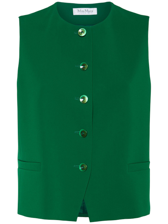 Max Mara: Denver triacetate blend cady vest - Green - women_0 | Luisa Via Roma