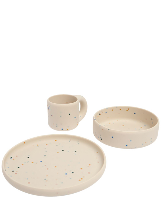Liewood: Printed silicone tableware set - Beyaz - kids-girls_0 | Luisa Via Roma
