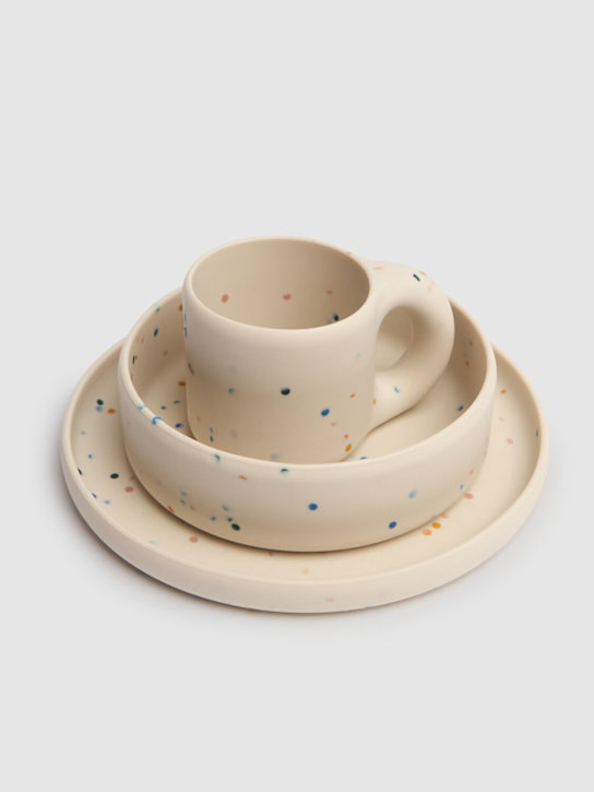 Liewood: Printed silicone tableware set - Beyaz - kids-girls_1 | Luisa Via Roma
