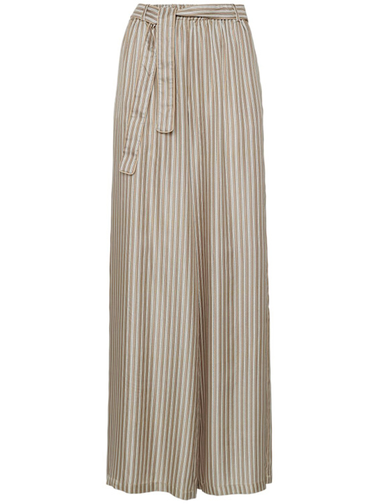 Max Mara: Ladino silk twill wide pants - women_0 | Luisa Via Roma