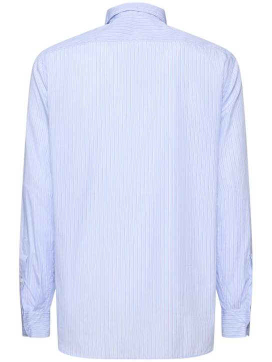 Lardini: Cotton poplin shirt - Blue - men_3 | Luisa Via Roma