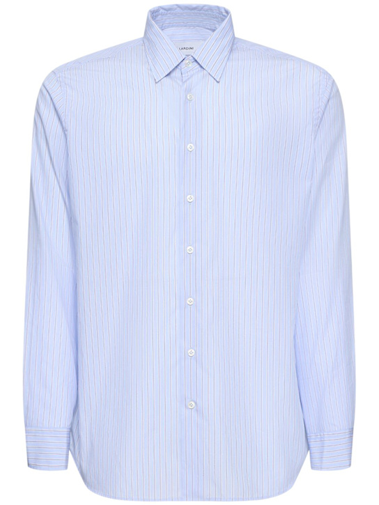 Lardini: Cotton poplin shirt - Blue - men_0 | Luisa Via Roma