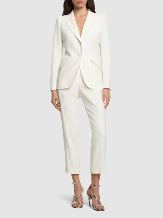 McQueen: Viscose blend high rise straight pants - Light Ivory - women_1 | Luisa Via Roma