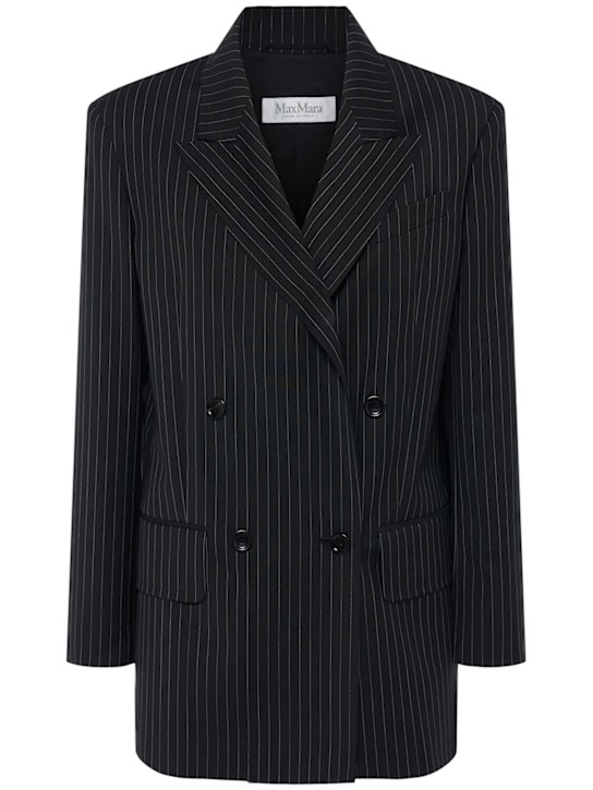 Max Mara: Mattia pinstriped wool blazer - Black - women_0 | Luisa Via Roma