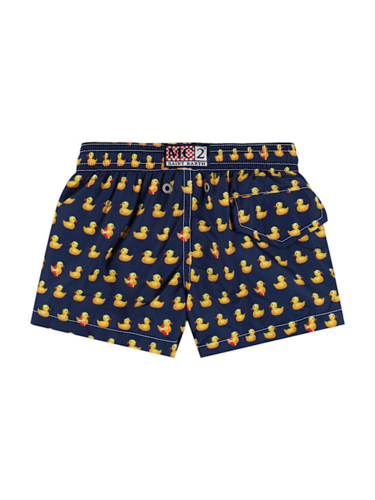 Mc2 Saint Barth: Ducky print nylon swim shorts - Blue/Yellow - kids-boys_1 | Luisa Via Roma