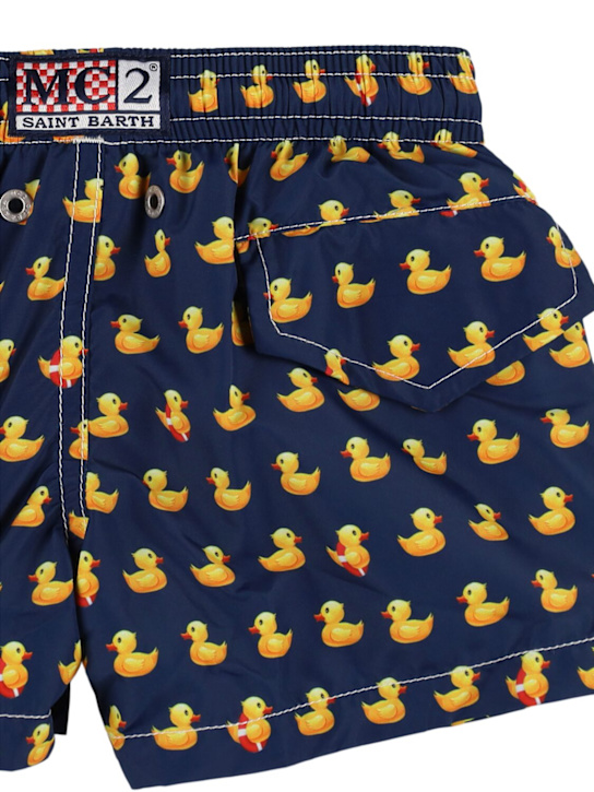 Mc2 Saint Barth: Ducky print nylon swim shorts - Blue/Yellow - kids-boys_2 | Luisa Via Roma