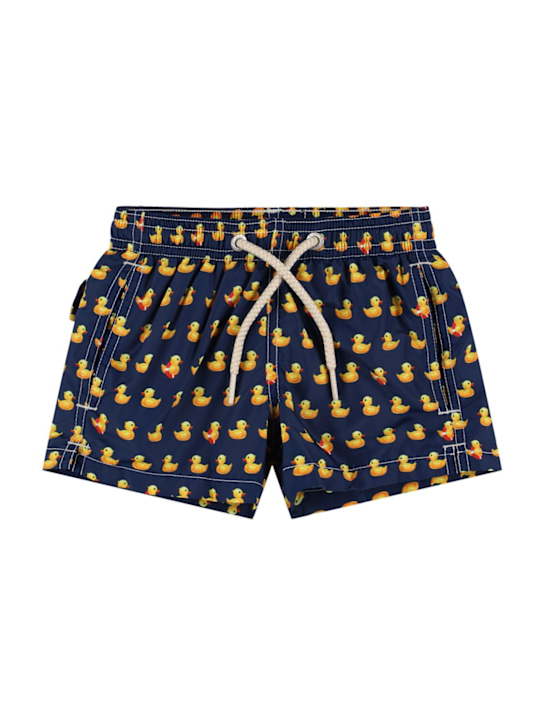 Mc2 Saint Barth: Ducky print nylon swim shorts - Blue/Yellow - kids-boys_0 | Luisa Via Roma