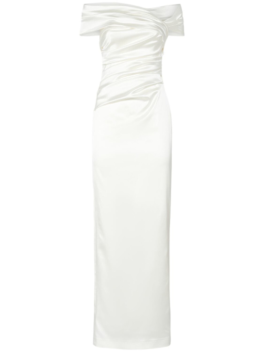 Max Mara: Alatri satin long dress - women_0 | Luisa Via Roma