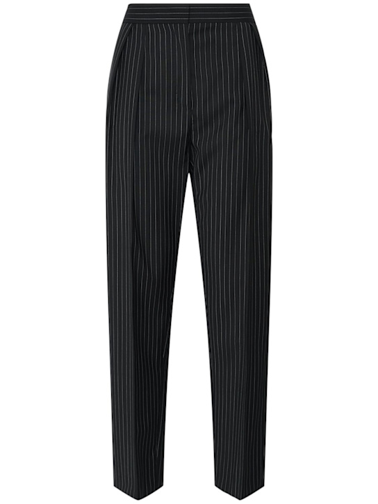 Max Mara: Sesamo pinstripe wool pants - Black - women_0 | Luisa Via Roma