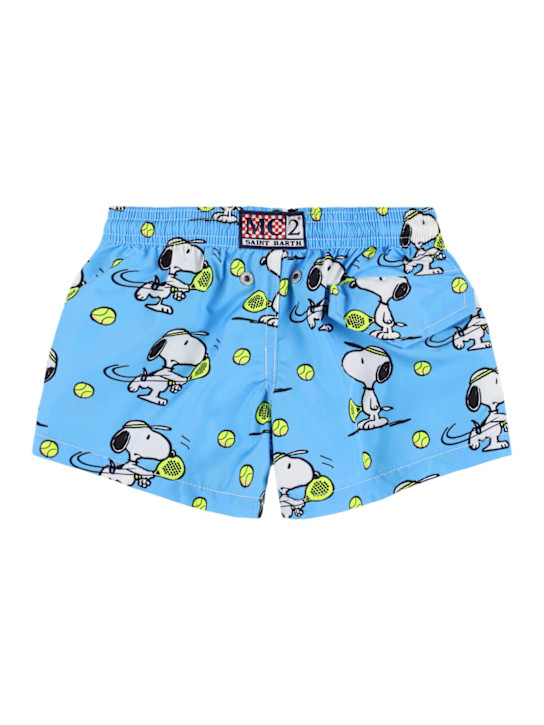 Mc2 Saint Barth: Bañador shorts de nylon estampado - Light Lue - kids-boys_1 | Luisa Via Roma