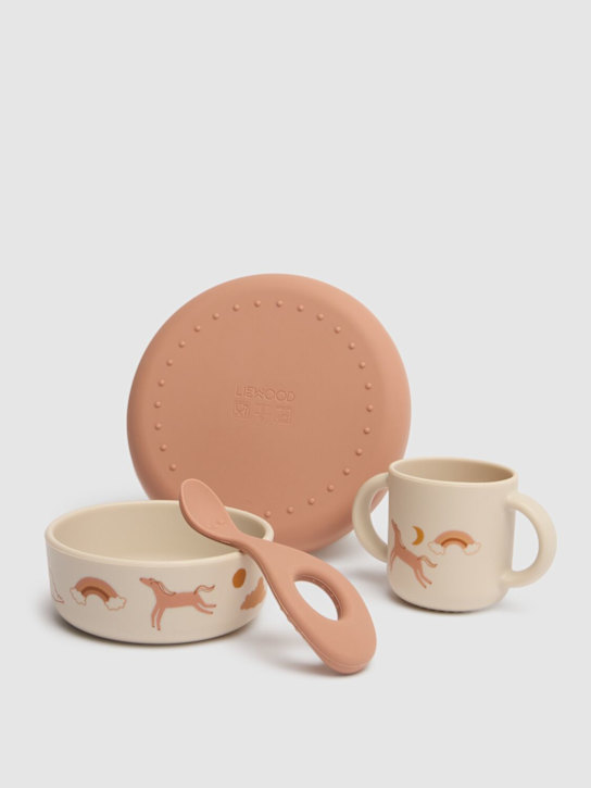 Liewood: Unicorn print silicone tableware set - Renkli - kids-girls_1 | Luisa Via Roma