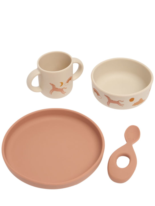 Liewood: Unicorn print silicone tableware set - Renkli - kids-girls_0 | Luisa Via Roma
