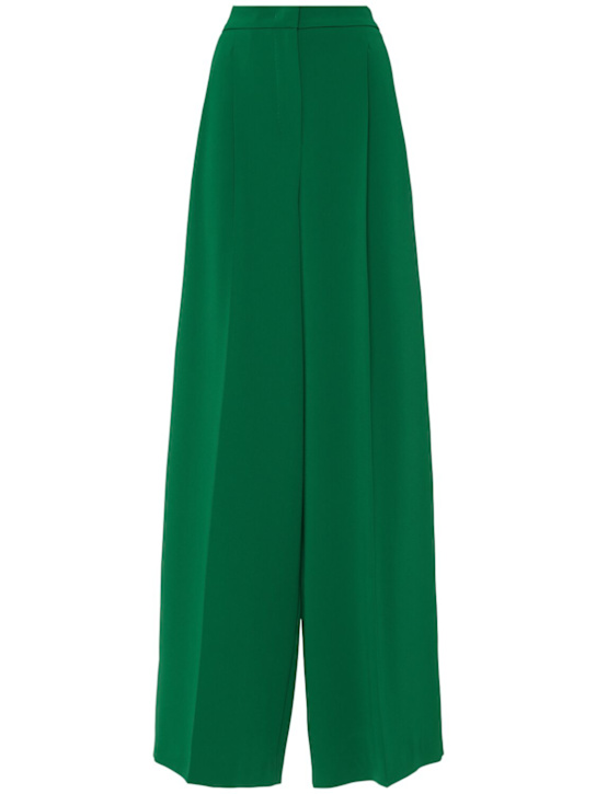 Max Mara: Laccato triacetate blend wide pants - Green - women_0 | Luisa Via Roma