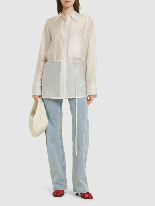 LOW CLASSIC: Sheer Tencel shirt - Light Beige - women_1 | Luisa Via Roma
