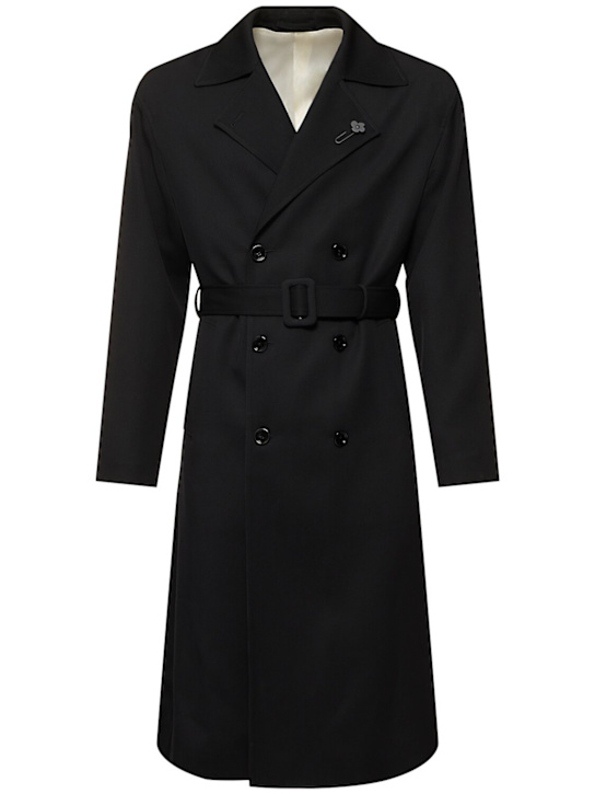 Lardini: Wool trench coat - Black - men_0 | Luisa Via Roma