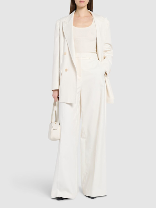 Max Mara: Finish cotton blend wide pants - White - women_1 | Luisa Via Roma