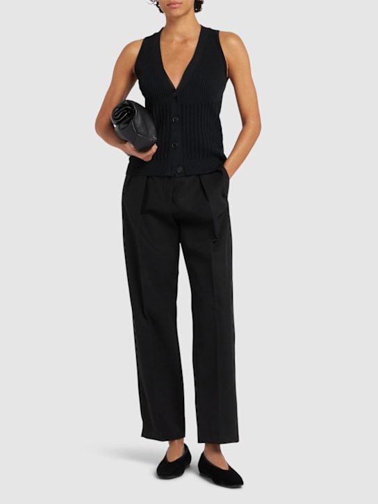 Max Mara: Dede cotton twill pants - Black - women_1 | Luisa Via Roma