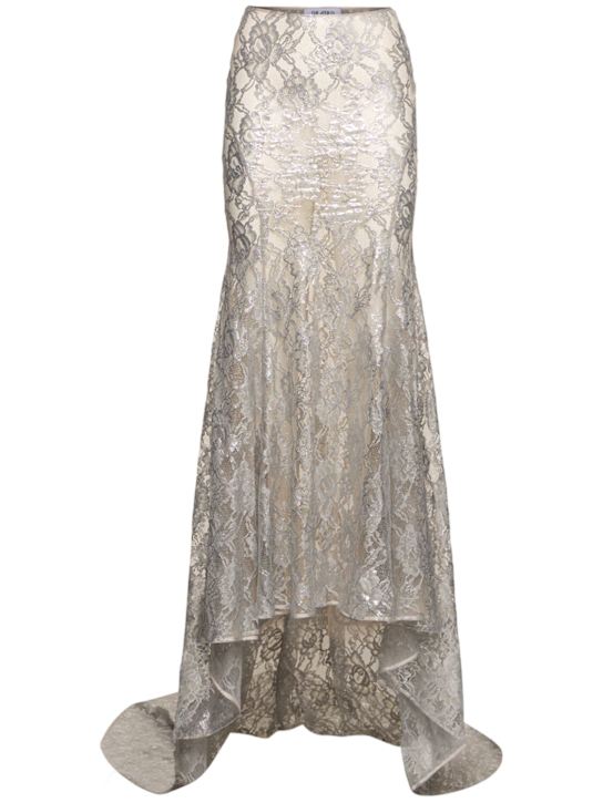 The Attico: Gonna in pizzo ricamato effetto vintage - Argento - women_0 | Luisa Via Roma