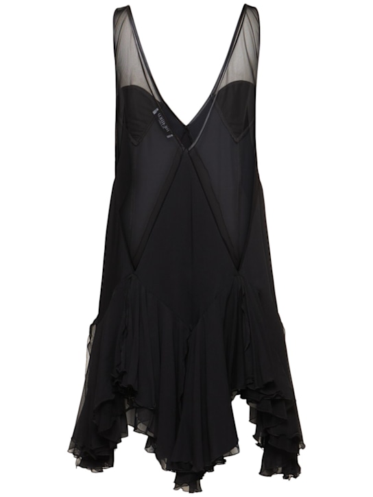 The Attico: Cady satin & tulle mini dress - Black - women_3 | Luisa Via Roma
