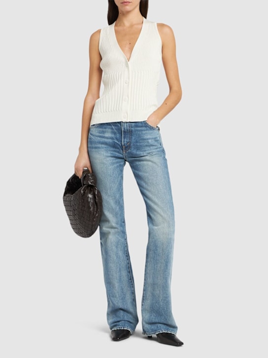 Max Mara: Gilet en maille de coton mélangé Bimba - Blanc - women_1 | Luisa Via Roma