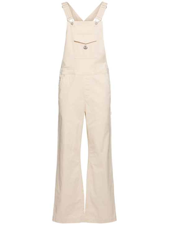Moncler: Cotton blend gabardine overalls - White - men_0 | Luisa Via Roma