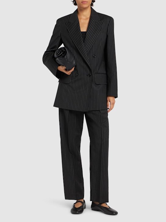 Max Mara: Mattia pinstriped wool blazer - Black - women_1 | Luisa Via Roma
