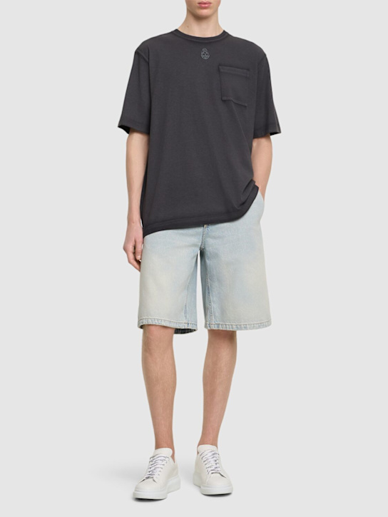 McQueen: Cotton denim shorts - Blue Wash - men_1 | Luisa Via Roma