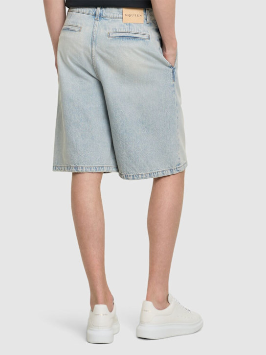 McQueen: Cotton denim shorts - Blue Wash - men_2 | Luisa Via Roma