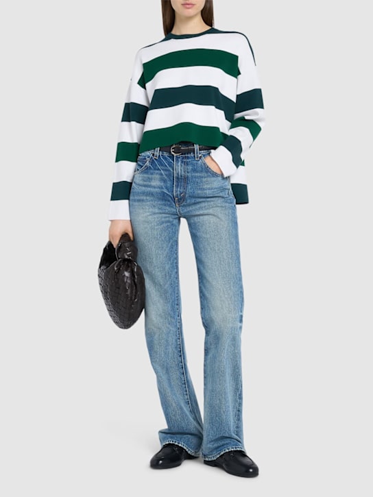 Max Mara: Jesone stretch viscose blend sweater - Green/White - women_1 | Luisa Via Roma